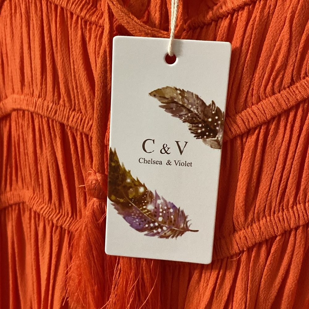 NWT Jrs sizing Chelsea & Violet orange summer dress - true Oklahoma State Orange - Picture 3 of 7